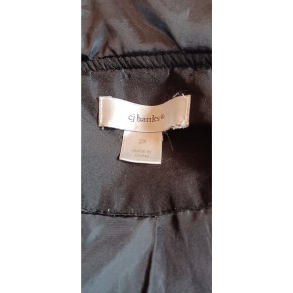 CJ Banks Women's 2X Black Hooded Puffer Coat Faux Fur Trim Down Filled Jacket - Picture 5 of 8